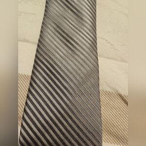 Calvin klein men tie 100% silk silver gray ribbed gift office wear suits